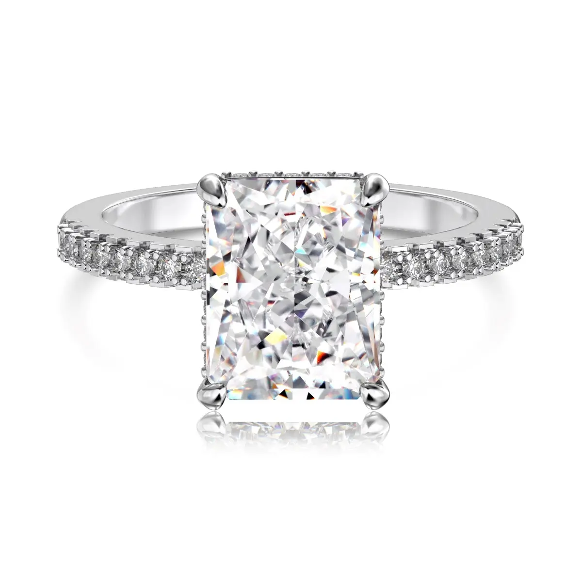 4 Carat Radiant Cut Engagement Ring 925 silver
