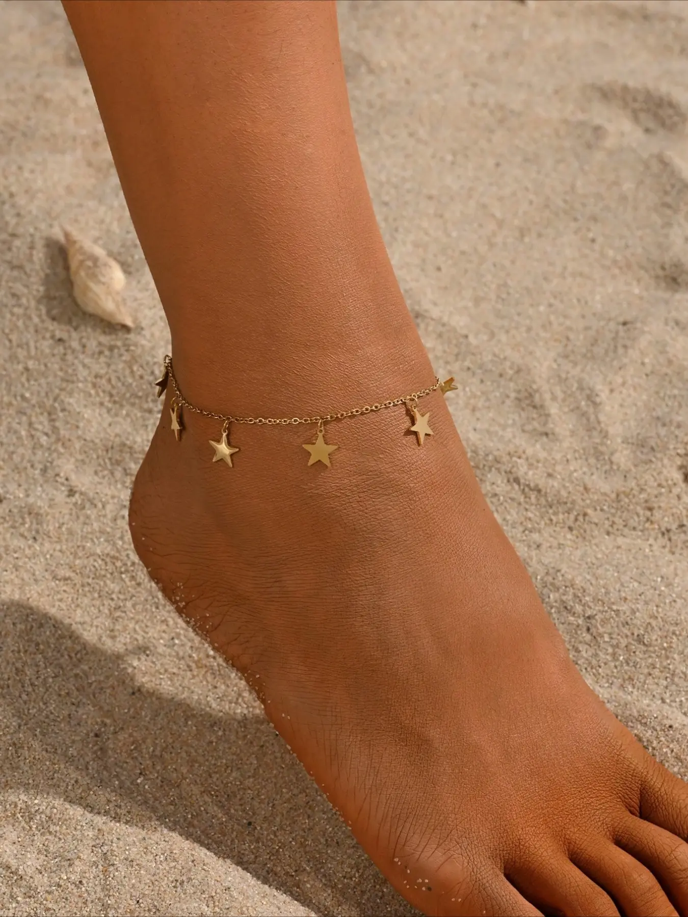 1pc Simple Stainless Steel Pentagram Women's Foot Chain, Versatile Foot Accessories