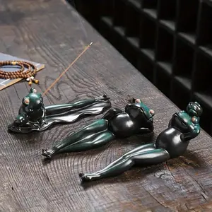Creative Frog Design Incense Holder, 3 Counts/set Ceramic Incense Burner without Incense, Aromatherapy Home Decor Ornament, Home Fragrance Supplies