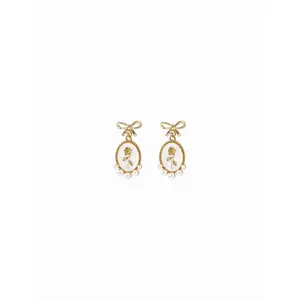 Cider BOWKNOT & FLOWER & FAUX PEARL DROP EARRINGS