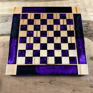 Black Onyx Purple Haze Maple Wood Chess Board (INCLUDES PIECES)