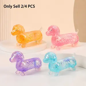 2/4pcs Dachshund Squishy, Glitter Weiner Dog Maltose Stress  Relief Toy, Slow Rise Fidget for Anxiety Relief, Animal Decompression Toy, Soft Squeeze Desk Gadget for Home Office Travel