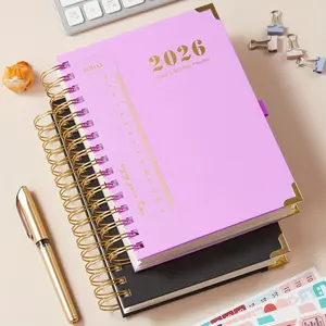 Daily & Monthly Planner 2026, 8.4"x5.7", JAN 2026 - DEC 2026 Hardcover Spiral Bound Calendar with 12 Monthly Tabs | 4 Stickers | Inner Pocket | Twin-wire Binding, for Time Management & Scheduling