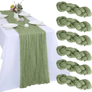 6/10 pack gauze table runner, bohemian style, long, transparent gauze table runner, suitable for weddings, bridal showers, holiday parties, kitchen decor, and Christmas home decor.