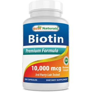 Best Naturals Biotin 10000 mcg 200 Capsules Supplement Fitness Edible Dietary