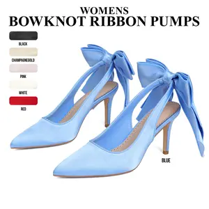 CYNLLIO Womens Heeled Pumps Closed Pointed Toe Stiletto High Heels Bowknot Ribbon Slingback Comfy Fashionable Stylish Elegant Slip On Party Prom Wedding Evening Dating Outing Work Casual Teacup Pump Spring Dressy Wedding Bride Heels Deals For You Days