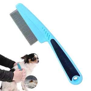 Flea Comb with Rubber Handle, Flea and Tick Combs for Dogs & Cats, Fine Tooth Dog Comb for Grooming
