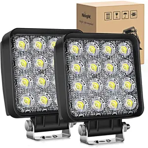 Nilight LED Pod Lights LED Tractor Lights Square LED Work Light 2PCS 4 Inch 48W Flood LED Light Bar LED Fog Light Driving Light for Truck Off-Road Vehicles ATV UTV Boat dealsforyoudays