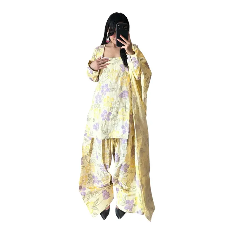 YELLOW COTTON FARSHI SALWAR SET