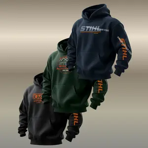 Retro Heavy Duty Style Stiiihl Hoodie – Built For The Job, Chainsaw Collection, Repairman's Hoodie, Logo On Arm, Perfect Gift for Dad, Outdoors Workwear Shirt, Shirt for Gymmer Menswear Pullover