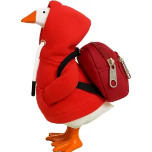Desk Goose Outfits 7 Inches,Mini Goose Figurine Accessories Hoodies Clothes Have Backpack,Funny Tabletop Porch Goose Costume,Christmas New Year Gifts for Women