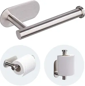 JOPOFI Toilet Paper Holder - Self Adhesive Toilet Paper Holder Wall Mount for Bathroom, SUS 304 Stainless Steel Command Strip Toilet Paper Roll Holder Stick on Wall, No Drilling - Brushed Nickel Xuan Ya Trading