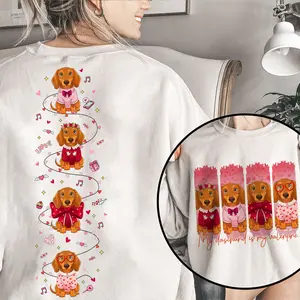 My Dachshund Is My Valentine Shirt, Valentine Coquette, Valentine Heart, Love Sweatshirt, Valentine's Day, Retro Valentine Hoodie