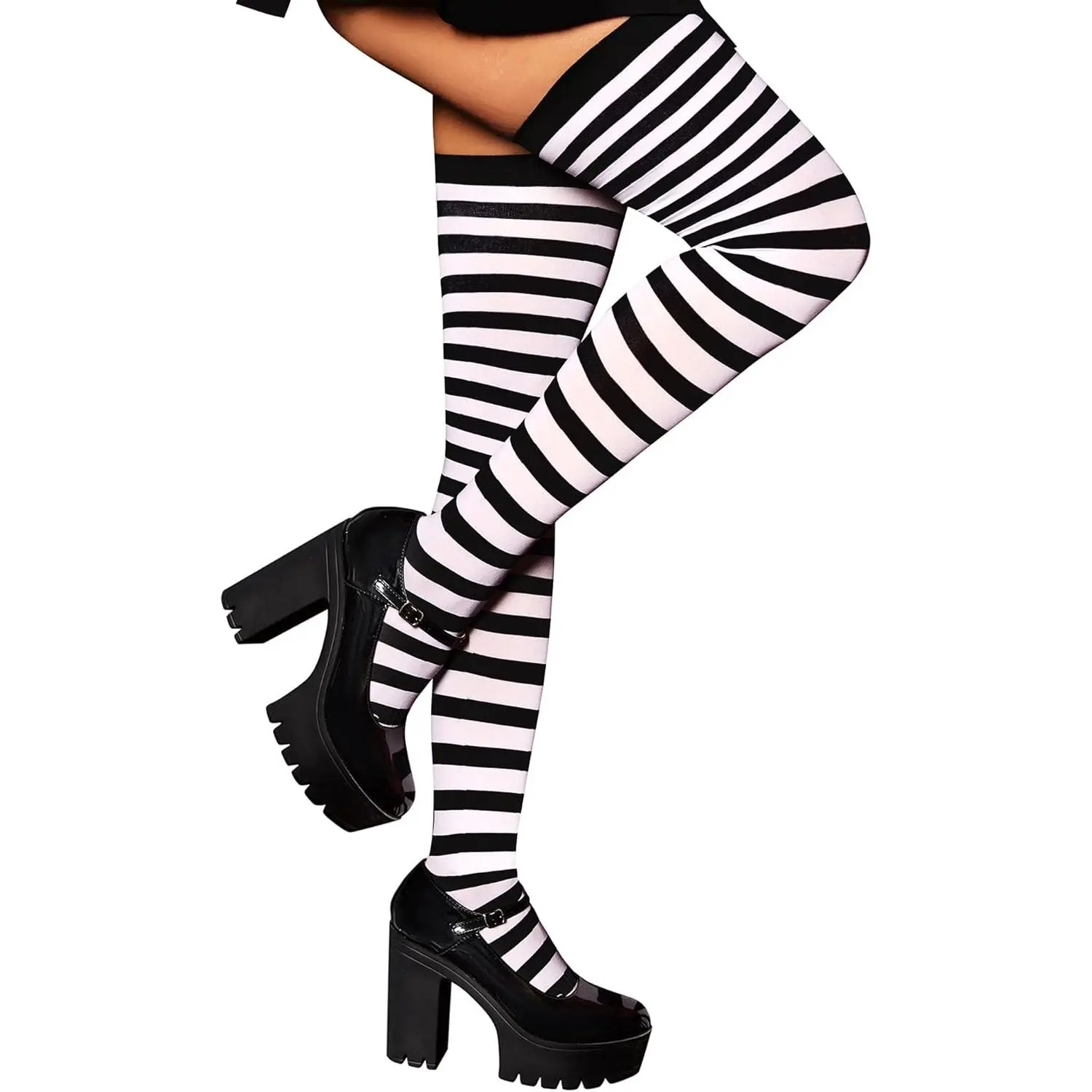 RSLOVE Women's Striped Thigh High Stockings – Sexy Over The Knee Socks for Halloween, Cosplay, Holiday Costumes