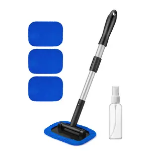 6 Pcs Windshield Cleaner Set,including 1 Microfiber Window Cleaner with 4 Reusable and Washable Microfiber Pads and1 Extendable Handle Auto Inside Glass Wiper,Christmas Party Gifts,Hand Tools Kits,Summervibes