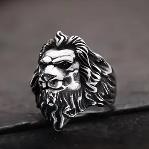 GTHIC Baroque Lion Ring Biker Accessories for Daily Wear Stainless Steel