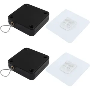 2 count Automatic Sliding Door Closer Punch Free Door Closer Automatic Door Closer Steel Drawstring for Bedroom/Bathroom/Office (800g Tension, Black)