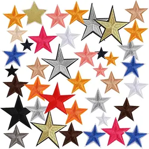 40 Pack Star Iron On Patches Embroidery Applique Patches Fabric Patch Bulk, Colorful Star Vintage Patches Iron Patches for Clothing, Jeans, Jackets, Caps, Dress, Bag, Backpacks DIY Clothing Repair
