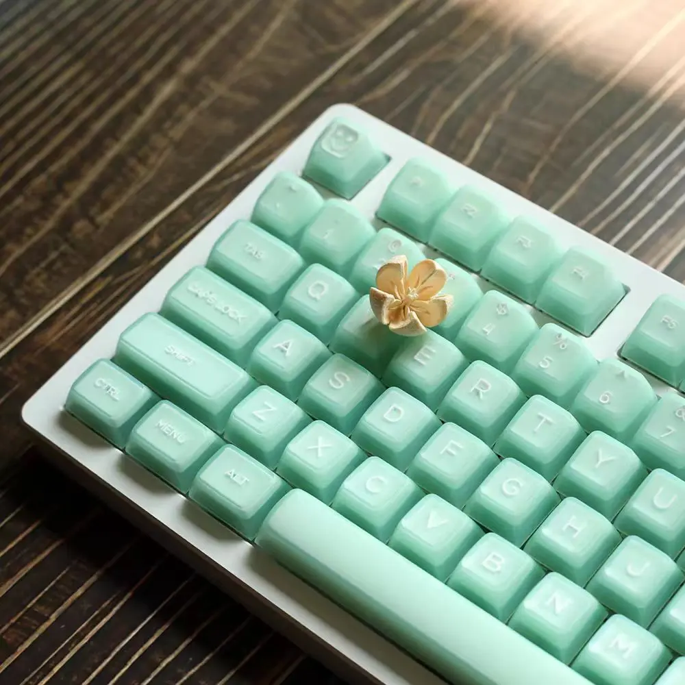 142-Key Dual-Color Injection PBT Material Semi-Transparent Artificial Jade Keycaps for Mechanical Keyboard