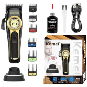 Kemei Professional Cordless Hair Clipper with Magnetic Suspension Motor, 8800 Rpm Charging Base, Men's Grooming Tool Km-2373 Hair Clippers Wireless Barber Clippers Rechargeable Hair Clipper Cordless Hair Cutting