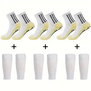 Anti Slip Grip Football Socks with Rubber Sole And Knee Protection Socks Set for Soccer,Running Daily