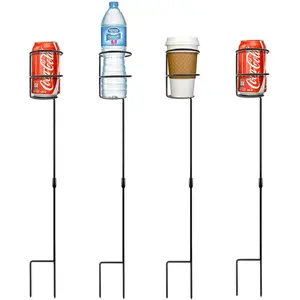 Sorbus Outdoor Beverage Heavy Duty Drink Holder Stakes Set of 4 - Portable Steel Drinkware for Beach, Picnics, Tailgating, and More