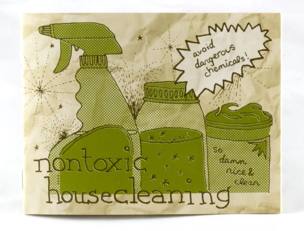 Nontoxic Housecleaning Zine - a Hand-Written DIY Cleaning Guide with Basic Ingredients & Sample Cleaners for Various Surfaces