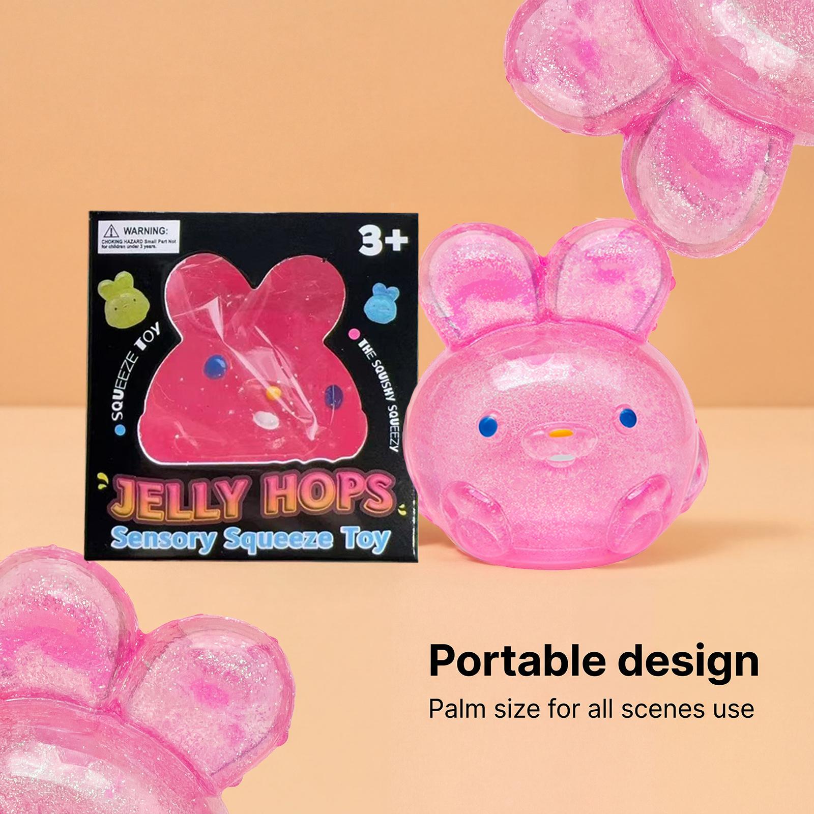 Bunny squishy toys, glitter sensory squeeze stress relief toys for kids and adults, soft Easter basket fillers, cute rabbit fidget toys for boys and girls, toddler party favors, stocking stuffers, goodie bag fillers, classroom prizes