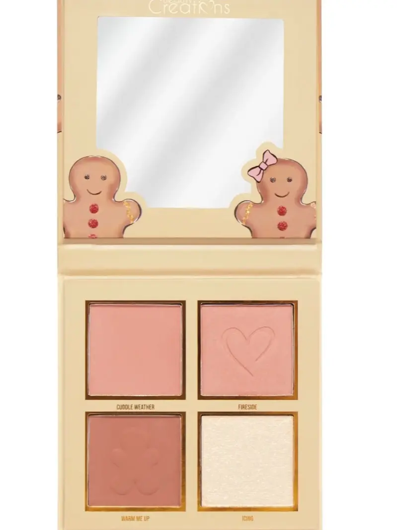 Beauty Creations 4-Pan Cuddle Weather Blush Quad with Peach Champagne Highlighter - Gentle, Brightening Makeup for Any Skin Type, Subtle to Intense Glow