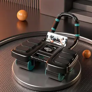 Self Rebounding Ab Roller Wheel 4 Wheel Core Home Gym Equipment for Men Women with Foam Handles Non Slip