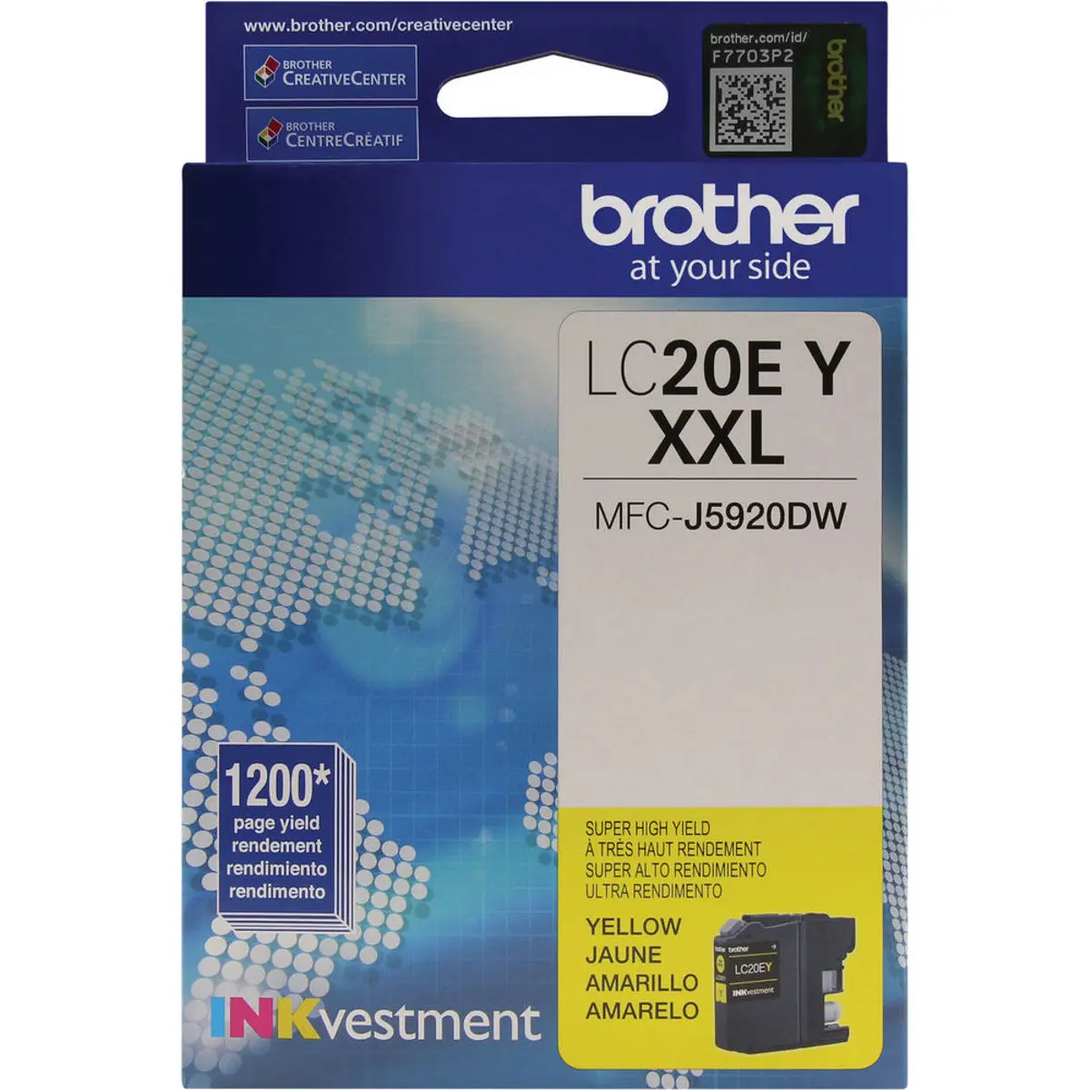 Brother LC20E INKvestment Super Yield Print Ink Cartridge, 1200 Pages Yield, Yellow