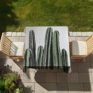 360 stand Cactus Print Tablecloth - 58x58 in., Desert Candle Design, Indoor-Outdoor Household Kitchen Linen Soft Furnishing, Model C1TC58586Z95IL, Patio Decor, Outdoor Dining Table
