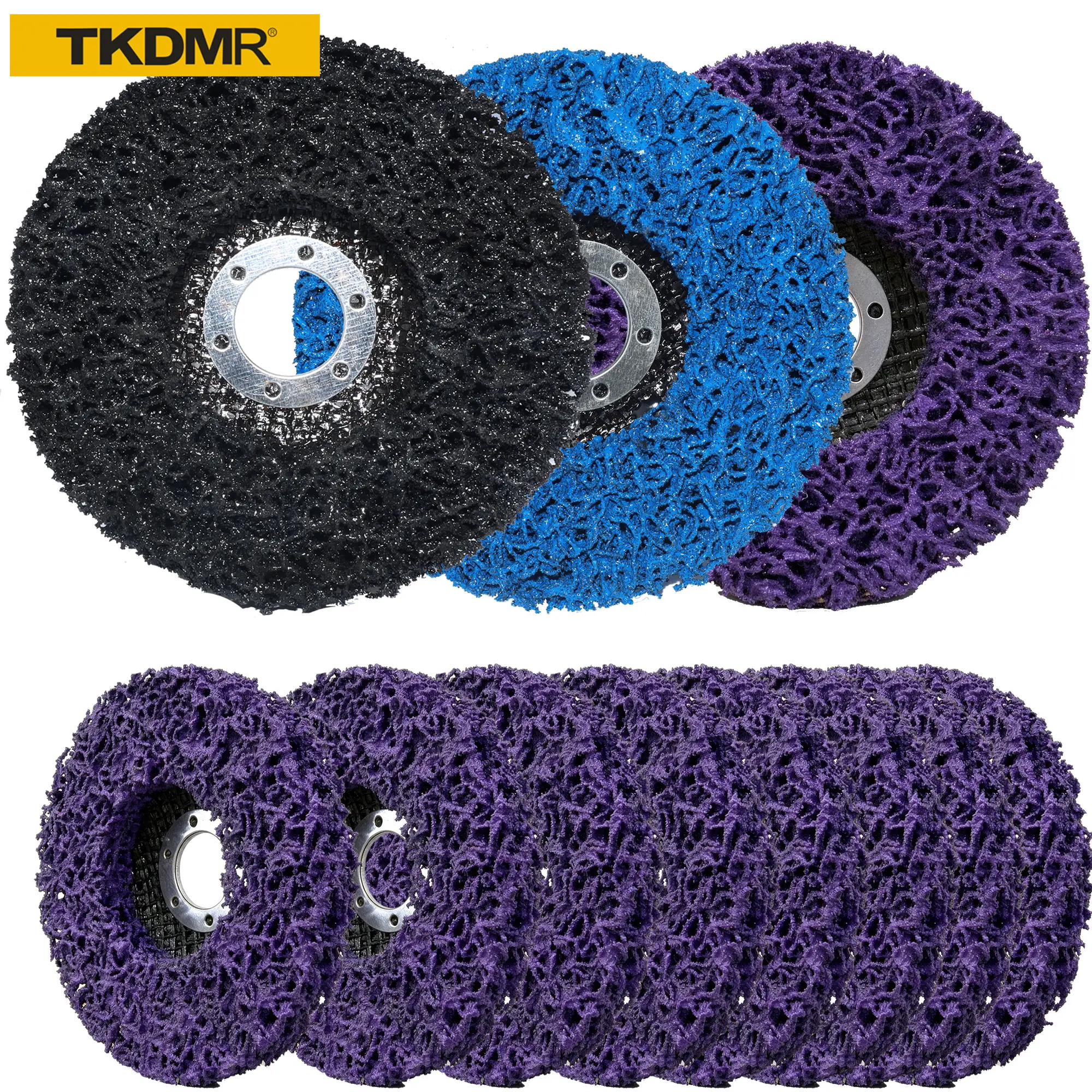 TKDMR 12 Pack 4-1/2 Inch Clean and Strip Discs, 7/8" Arbor Purple Poly Abrasive Stripping Wheel, Angle Grinder Disc for Rust, Paint, Coating, Oxidation & Weld Clean-Up