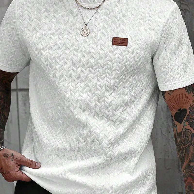 Men's Summer Casual Plaid Short Sleeve Sporty T-Shirt, Fashion Sport Style for Beach and Dates, Ideal for Daily Wear and Vacation, Lightweight Sportswear