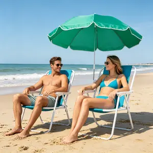 Folding Beach Chair with Umbrella for Adults, Lightweight Porable Camping Chair with 265lbs Capacity for Travel Picnic Concert & Outdoor Activities, Mint Green