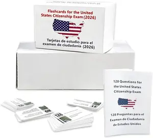 US Civic Test Flash Card 2026-100 USCIS Citizenship Flash Card (Questions & Answers) Bilingual Spanish English Naturalization Study Guide US Civics Test Flash Cards Bilingual Booklet Combo Set