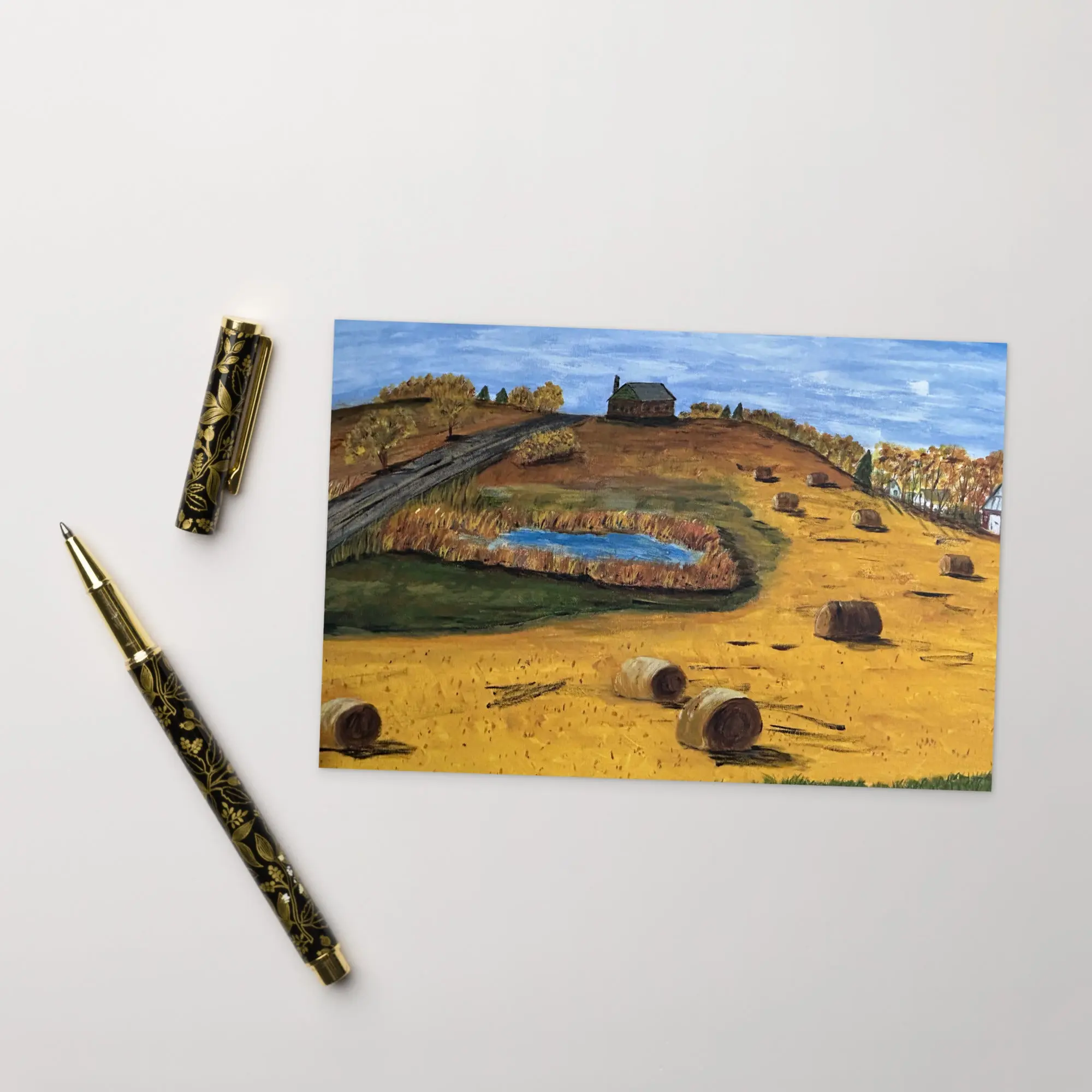 Golden Harvest Hills Postcard | Countryside Landscape from the Gentle Manor Collection