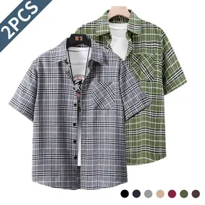 Men’s new 2-pack summer casual short-sleeve collared shirts, comfortable to wear, suitable for commuting, going out, dinners, office work, parties, weddings, and everyday wear