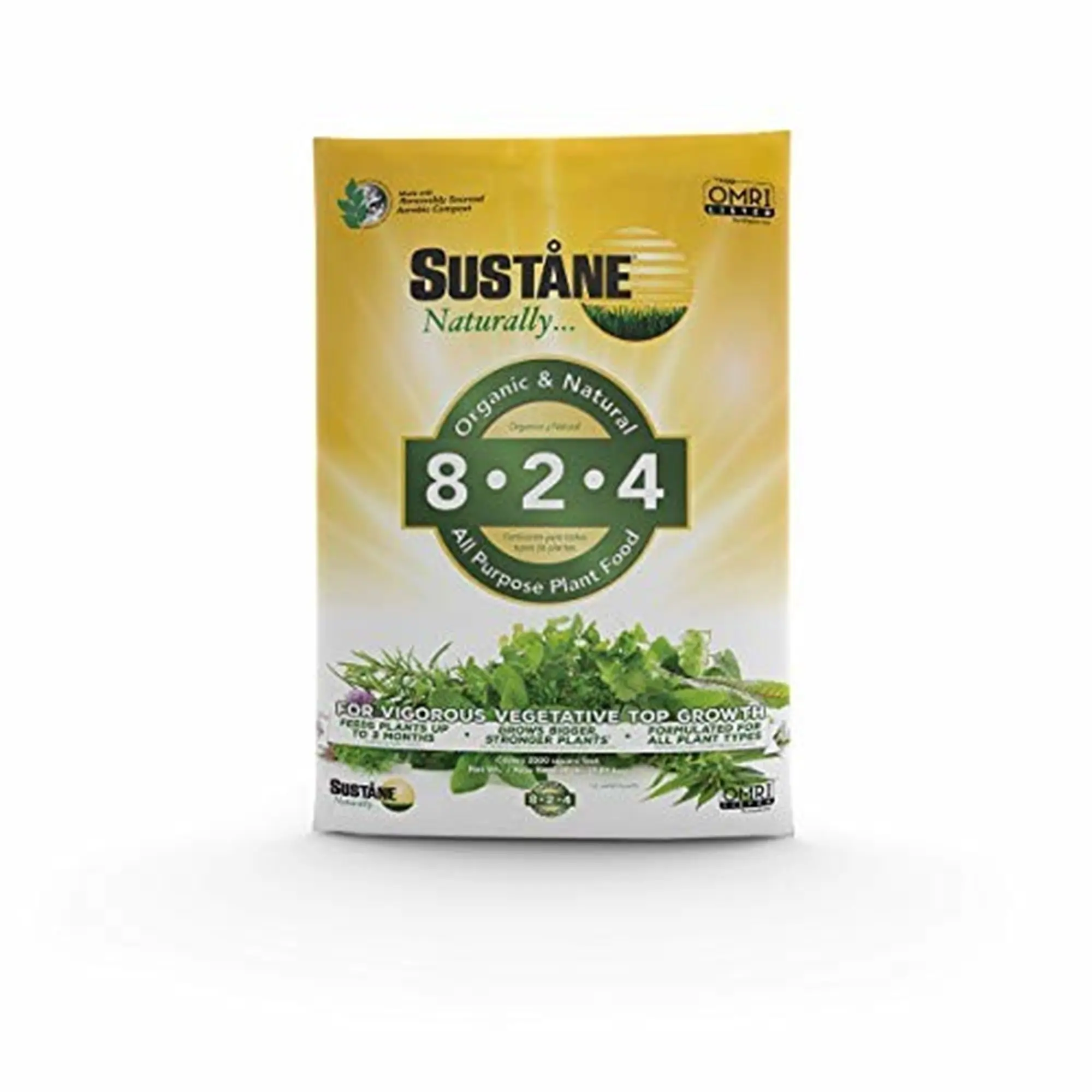 Sustane Lawn & Plant Food 8-2-4 Organic Fertilizer – Slow-Release All Purpose Plant Food for Lawns, Gardens, Flowers & Shrubs – 20 lb