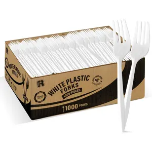 White Plastic Forks Bulk 1000 Count-Medium Weight Bulk Forks Disposable For Home, Parties And Caterings, Premium Disposable Forks