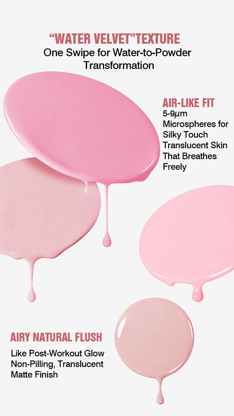 DODOMINA Water Velvet Liquid Blush – Liquid-to-Powder Natural Flush Multi-Use Makeup for Cheeks Eyes Lips, Silky-Smooth Blendable Blush for Women  Set Glitter Waterproof Pearlescent shipping free Pink matte lips girly items Primer Long-Lasting red