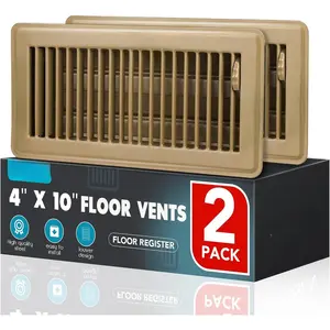 Floor Register 4x10, 2 Pack Brown Floor Vent Covers,Heavy Duty Steel Walkable Floor Vents,Vent Covers for  Floor