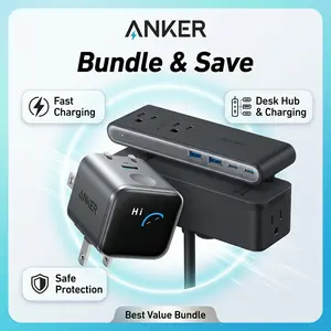 [Live Only]Anker Smart Display Charger, Anker Nano 45W Fast Charging USBC Charger with Smart Recognition, Built-In Care Mode, Compact with 180° Foldable Plug+Anker Nano Power Strip, Desk Clamp with 1500J Surge Protection,5 ft Extension Cord,