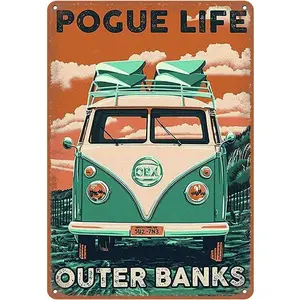 Funny Outer Retro Metal Tin Sign, Outer Banks Pogue Life Art Posters Home Kitchen Garden Bedroom Office Cafes Bar Club Wall Decor 8X12 Inch