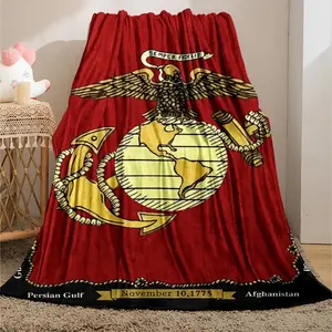 U.S. Marine Corps Throw Blanket - American Patriotic, USA-Themed, USMC Veteran Gift for Home Decor, American Patriotic Blankets, Usa-Themed Blankets