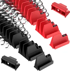 42PCS Magnetic Modular Wrench Organizer for Tool Drawers - Black & Red - Wrench Rack with Metric & SAE Labels, Customizable Magnet Tool Storage Holder for Tool Box Organization