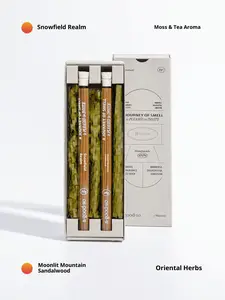 Oriental Botanicals Sandalwood Moonlit Night & Snowfield Scenery Gift Set Natural Tea & Sandalwood Incense Sticks Long Burning Time Meditation Fragrance with Cedar Aroma Woody