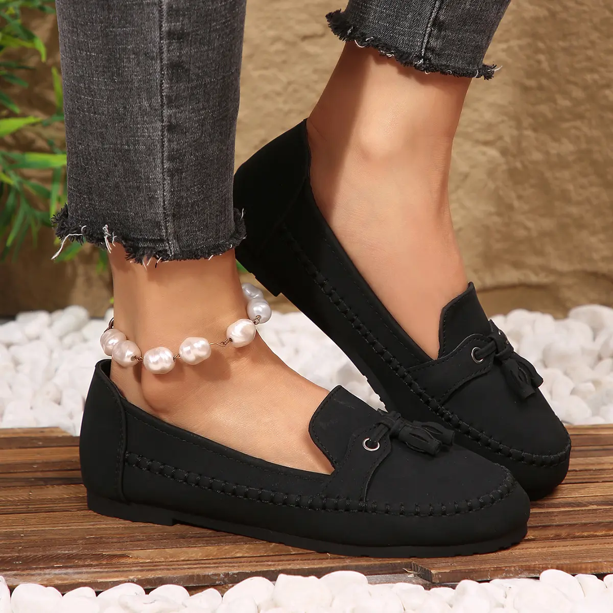 Women's Rubber Loafers - Slip-On, Non-Slip Flats, Comfortable Footwear for Business, Work, Office Walking - All-Season Women's Shoes, Walking Shoes, Shoes For Women