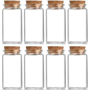 8 pcs 50ml Small Glass Bottles with Cork Stopper,Potion Bottles Halloween Candy Glass Bottle Decorative,Vials Jars,Cute Storage Jar,Wishing Bottle 37x70mm(1.46x2.76inch)