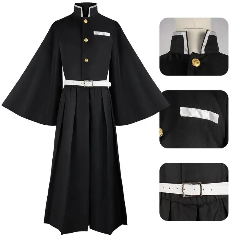 Anime Cosplay Costume, Kimetsu no Yaiba Tokitou Muichirou Demon Suit Set with Wig, Polyester Fiber Outfit for Halloween Wear, Long Coat Dress, Menswear, Clothes, Cosplay Wear, Cartoon Character, Cosplay Outfit